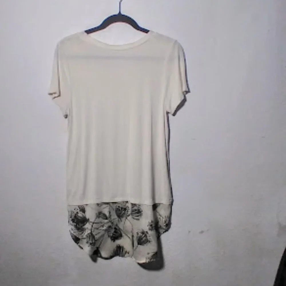 MERONA short sleeve women's Floral high low scarf hem Top Size S/P - Picture 7 of 14